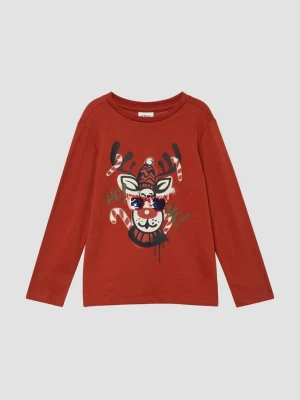 Długi rękaw z nadrukiem X-Mas z przodu i odwracalnym cekinowym detalem s.Oliver czerwony