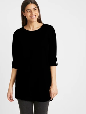 Długi shirt bawełniany, długi rękaw BonPrix czarny