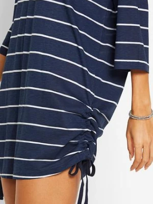 Długi shirt plażowy z kapturem, z wiskozy bonprix