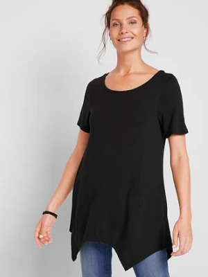 Długi shirt z dłuższymi bokami, krótki rękaw bonprix