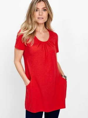 Zdjęcie produktu Długi shirt z wiskozą BonPrix czerwony