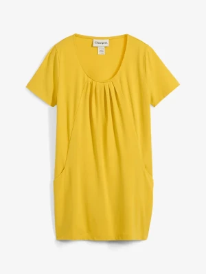 Długi shirt z wiskozą BonPrix żółty