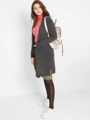 Długi sweter bez zapięcia z kapturem bonprix