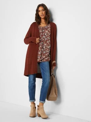 Długi sweter dzianinowy bez zapięcia, długi rękaw bonprix