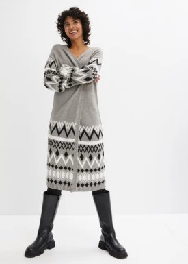 Długi sweter norweski bez zapięcia bonprix