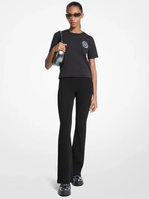 Długi T-shirt z bawełnianego dżerseju z ozdobnym logo MICHAEL Michael Kors