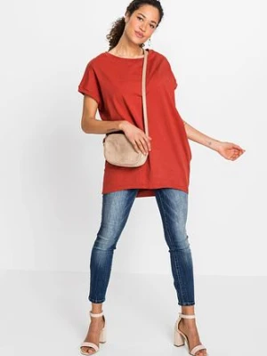 Długi T-shirt z czystej bawełny bonprix