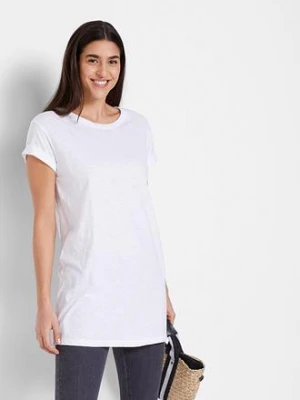 Długi T-shirt z czystej bawełny BonPrix biały