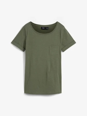 Długi T-shirt z czystej bawełny organicznej BonPrix zielony