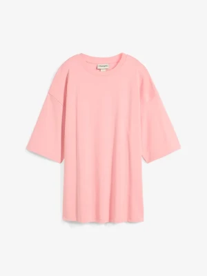 Długi T-shirt z dzianiny interlock BonPrix różowy