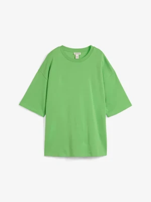 Długi T-shirt z dzianiny interlock BonPrix zielony
