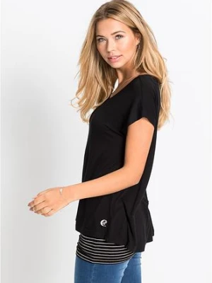 Zdjęcie produktu Długi T-shirt z miękkiej mieszanki wiskozy BonPrix czarny