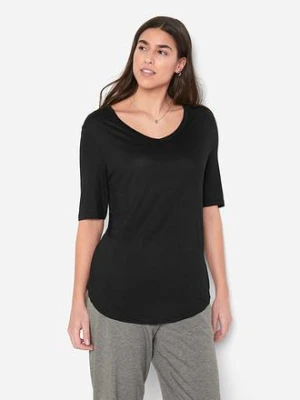 Zdjęcie produktu Długi T-shirt z miękkiej wiskozy (2 szt.) BonPrix czarny