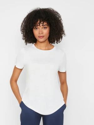 Długi T-shirt z miękkiej wiskozy BonPrix biały