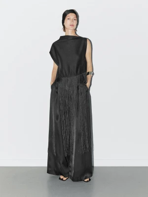 Długi Top Z Frędzlami − Studio - Czarny - - Massimo Dutti - Kobieta