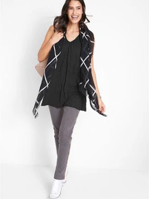 Długi top z kreszowanego materiału bonprix