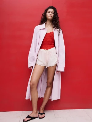 Długi trencz z paskiem różowy - Kobieta - - MANGO