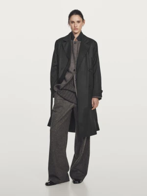 Długi Wodoodporny Trencz Z Wewnętrzną Kamizelką - Czarny - - Massimo Dutti - Kobieta