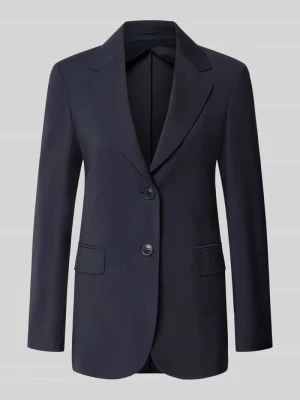 Długi żakiet o kroju regular fit z czystej żywej wełny model 'ASSENZI' Max Mara Granatowy