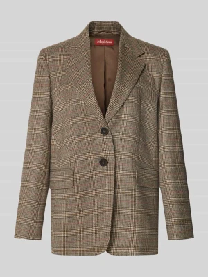 Długi żakiet o kroju regular fit z czystej żywej wełny model 'TALCA' Max Mara Średniobrązowy