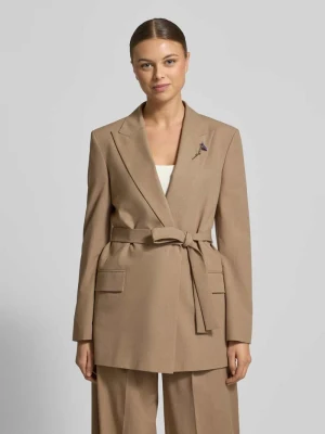 Długi żakiet o kroju regular fit z dodatkiem wiskozy model ‘ABIVALE’ HUGO