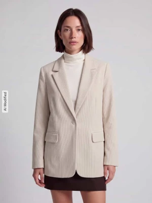 Długi żakiet o luźnym kroju z kołnierzem z połami wznoszącymi się model 'NORA' Vero Moda Beżowy