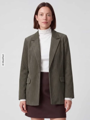Długi żakiet o luźnym kroju z kołnierzem z połami wznoszącymi się model 'NORA' Vero Moda Oliwkowy