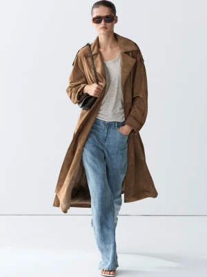 Długi Zamszowy Trencz - Sprany - Massimo Dutti - Female
