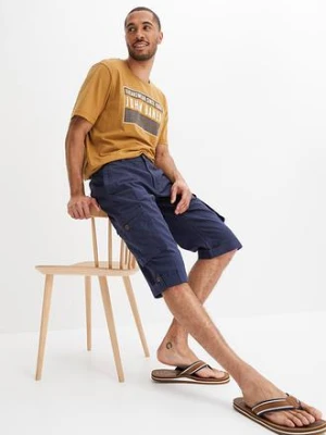 Długie bermudy bojówki regular fit z mieszanki lekkiej tkaniny lnianej bonprix