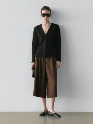 Długie Bermudy Z Podwiniętymi Nogawkami - Zielony - - Massimo Dutti - Kobieta
