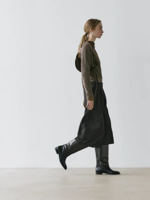 Długie Bermudy Ze 100% Wełny - Czarny - - Massimo Dutti - Kobieta