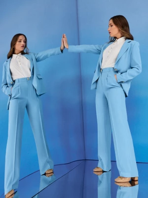 Długie błękitne spodnie z wiskozą TARANKO