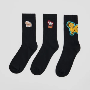 Długie czarne skarpetki 3-pak z memicznymi motywami House