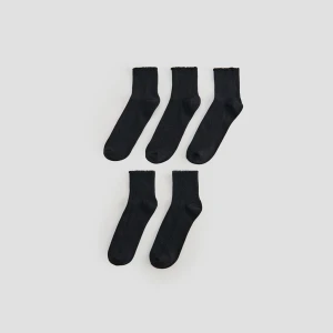 Długie czarne skarpetki z falbankowym wykończeniem 5-pak House