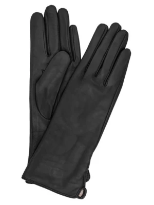Długie czarne skórzane rękawiczki damskie OCHNIK