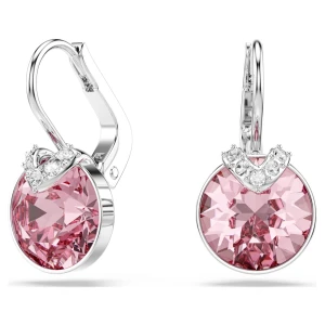 Długie kolczyki Bella V, Szlif okrągły, Różowe, Powłoka z rodu Swarovski