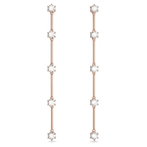 Długie kolczyki Constella, Szlif okrągły, Białe, Powłoka w odcieniu różowego złota Swarovski