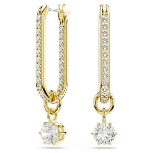 Długie kolczyki Constella, Szlif okrągły, Białe, Powłoka w odcieniu złota Swarovski