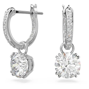 Długie kolczyki Constella, Szlif okrągły, Białe, Powłoka z rodu Swarovski