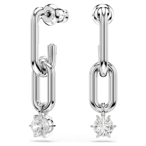 Długie kolczyki Constella, Szlif okrągły, Białe, Powłoka z rodu Swarovski