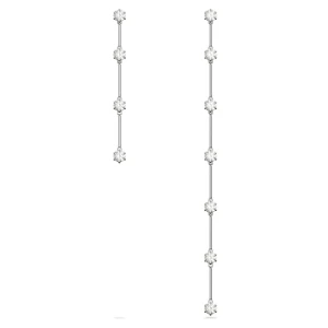 Długie kolczyki Constella, Wzór asymetryczny, Szlif okrągły, Białe, Powłoka z rodu Swarovski