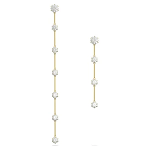 Długie kolczyki Constella, Wzór asymetryczny, Szlif okrągły, Białe, Złocista połyskująca powłoka Swarovski
