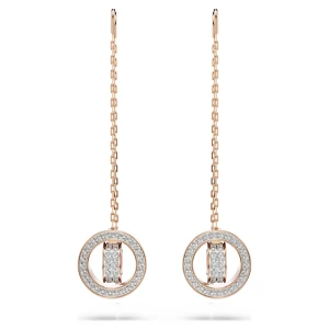 Długie kolczyki Dextera, Oprawa brukowa, Białe, Powłoka w odcieniu różowego złota Swarovski