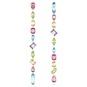 Długie kolczyki Gema, Wzór asymetryczny, Szlify różnorodne, Bardzo długie, Różnokolorowe, Powłoka z rodu Swarovski
