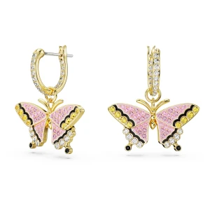 Długie kolczyki Idyllia, Motyl, Różnokolorowe, Powłoka w odcieniu złota Swarovski