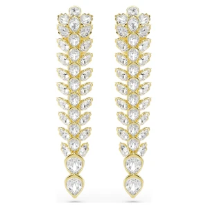Długie kolczyki Idyllia, Szlify różnorodne, Długie, Białe, Powłoka w odcieniu złota Swarovski