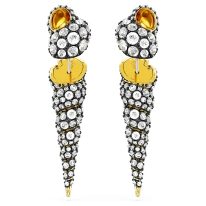 Długie kolczyki Idyllia, Wzór asymetryczny, Szlif okrągły, Muszla, Białe, Wykończenie z różnobarwnych metali Swarovski