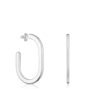 Długie Kolczyki Kreolki Ze Srebra Line - Tous Rozmiar