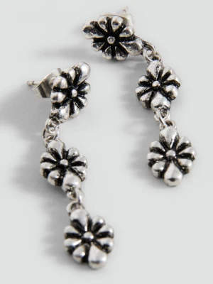 Długie kolczyki kwiaty srebrny - Dziewczyna - Rozmiar uniwersalny - MANGO TEEN