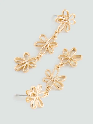 Długie kolczyki kwiaty złoty - Dziewczyna - Rozmiar uniwersalny - MANGO TEEN